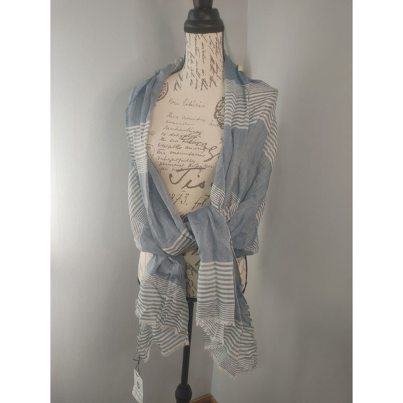 Caterina de' Medici Accessories - Women's Caterina de' Medici Scarf One Size Blue White Striped (76" long)